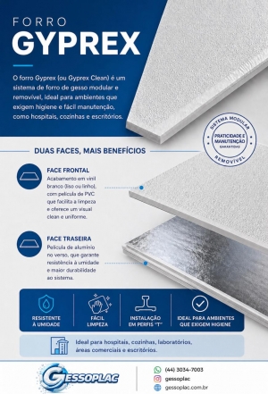 Forro Gyprex (Forro Modular de Gesso Acartonado com Película em PVC)